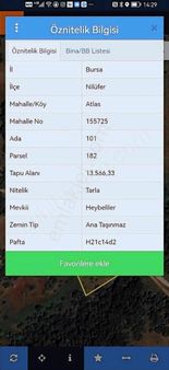 Nilüfer Atlas Köyde Satılık Tarla