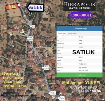 Hierapolis'den Denizli İli Tavas İlçesi Vakıf Mah. Satılık Arsa