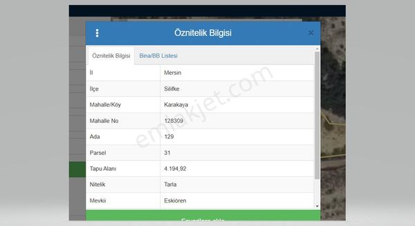 Mersin Silifke Karakaya'da Satılık Tarla