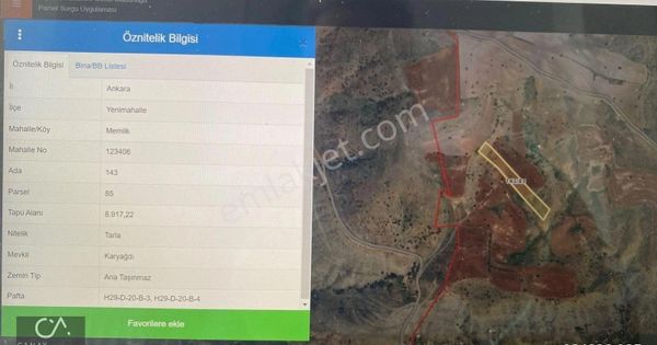 Yenimahalle Memlik Te 1783 M2 Toplam 8917,22 M2 Tarla Satılık Canay Gayrimenkulden C