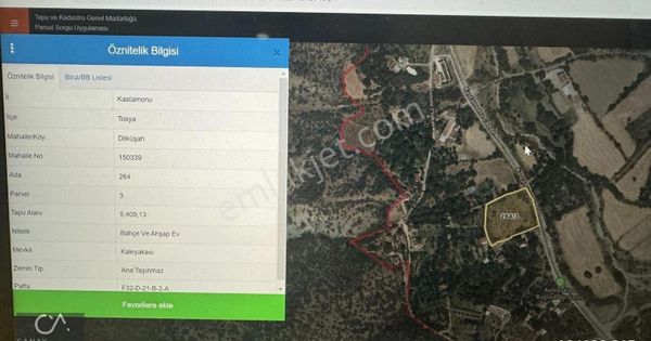 Tosya Kaleyakası Mevki 5400 M2 Bahçe Ve Ahşap Ev Satılık