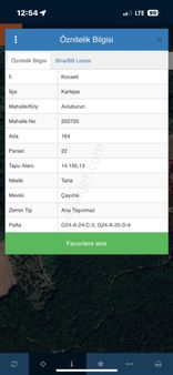 Kocaeli Kartepe Avluburun Köyünde 14.195 M2 Tarla
