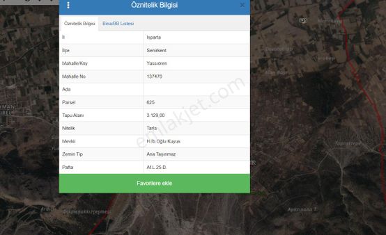 Isparta Senirkent Yassıören'de Yatırımlık 3129 M2 Tarla Dönümü 120.000 Tl