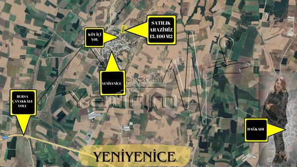 Bandırma Yeniyenice Mahallesinde 13.400 M2 Satılık Arazi