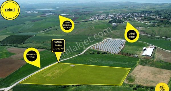 🟡⚫bandırma Erikli'de Köye Yakın,yatırımlık Satılık 27.300 M² Arazi⚫🟡