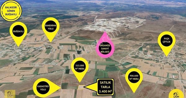🟡⚫balıkesir Gönen Buğdaylı'da Marmara Osb Yakını Satılık 5.400m² Tarla⚫🟡