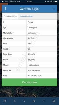 Orhangazi Yenigürle Satılık Muhteşem Tarla