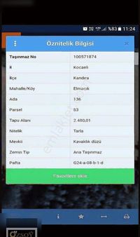 Kandıra Elmacıkta Satılık Tarla