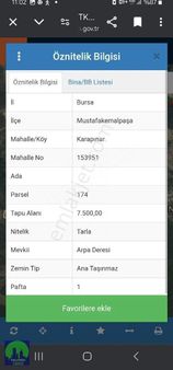 Bursa/kemalpaşa/karapınar Merkeze Çok Yakın Satılık Arazi