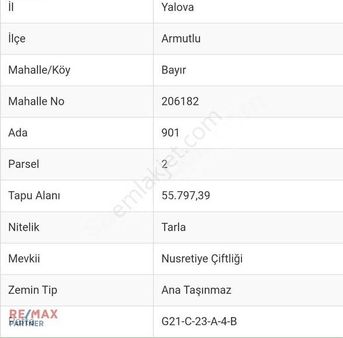 Yalova Armutluda 55.800 M² Turizm Bölgesinde Satılık Arazi