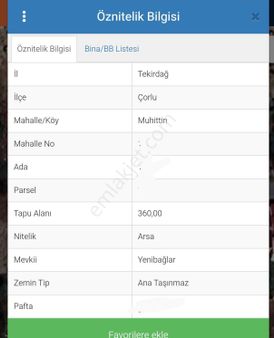 Muhittin Mahallesi Konut İmarlı Arsa