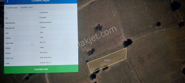 Çanakkale Ecebat Küçükanafarta'da 973 M2 Fırsat Satılık Tarla