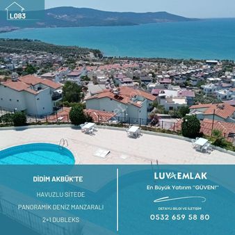 Didim Akbük'te Havuzlu Sitede Panoramik Deniz Manzaralı Satılık 2+1 Dubleks