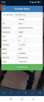 Tekirdağ Saray Büyükyoncalı Bozopada'da İmardibi 950 Metre Yerimiz Satılıktır