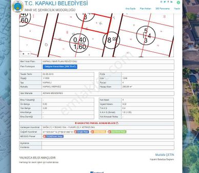Tekirdağ Kapaklı Satılık Arsa 300 M2