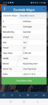 Kütahya Aslanapa Çamdibi Mahallesinde Yatırımlık