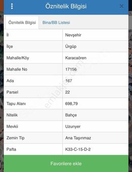 Ürgüp Karacaören'de Anayola Yakın,bağ Evine Müsait 698 M2 Bahçe