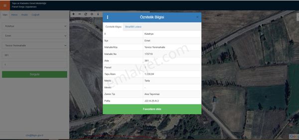 Kütahya Emette Yol Kenarı,yatırımlık