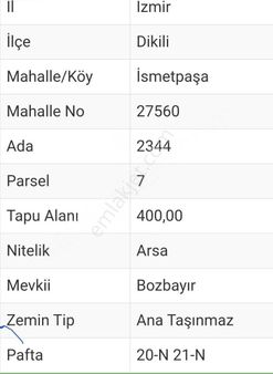Dikili Merkezde Satılık Arsa