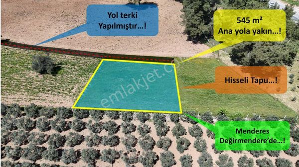Değirmendere 543 M2 Kök Hisse Tapulu Anayola Yakın Yeri Ayrı Menderes İzmir