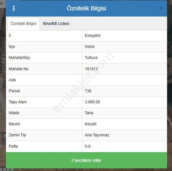 Eskişehir İnönü Dutluca Mahallesi Kıybıklı Mevkii 3 Dönüm Satılık Tarla