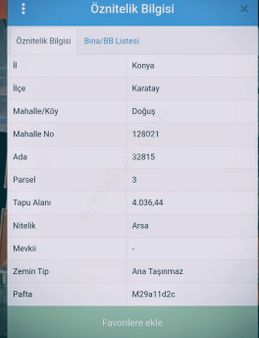 Sezenler Emlaktan Karatay Doğuş Mahallesi'nde Satılık Arsa