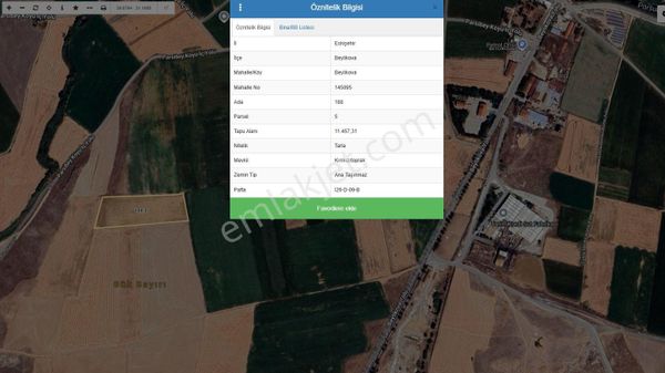 Eskişehir Beylikova Da 11.457 M2 Tek Tapu Tarla Karadeniz Emlak