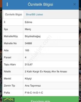 Edirne Meriç Büyükaltıağaç Köyiçi 2 Katlı Ev Ve 213 M2 Arsası