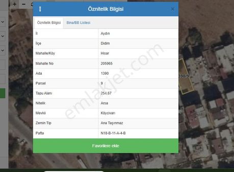 Aydın Didim Hisar Mahallesinde Arsa