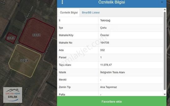 Önerler'de Muhteşem Konumda 1150 M2 Satılık Villa Arsası