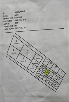 Kırklareli Vize Evrenli Köyünde Satılk Parsel