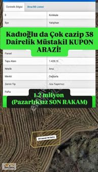 38 Dairelik, Müstakil Çok Cazip 1.426 M2 15 Kat İmarli Arsa!