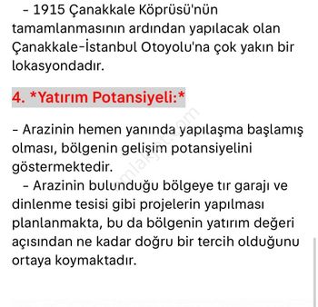 Çanakkale Yenice Engeçi Köyün De Satılık 11314m2düz Arazı Tarla