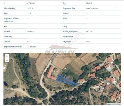 Güvenay - Çorum İskilip 951 M² Satılık Bahçe