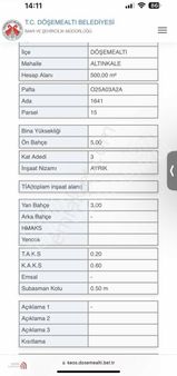 Antalya Döşemealtı Altınkalede Satılık 500 M² Arsa