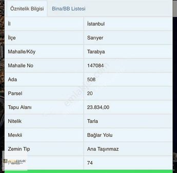 Sarıyer Tarabya Da Satılık Arsa 750m2