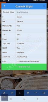 Tomarza Yeni Mahallede 3279 M2 Yola Sıfır Satılık Tarla