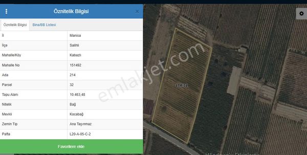Yuvam Gayrimenkul'den Salihli Kabazlı Mah. 10.463 M2 Satılık Üzüm Bağ