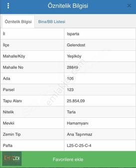 Isparta Gelendost Yeşılköy Satılık Yatırımlık Arazi