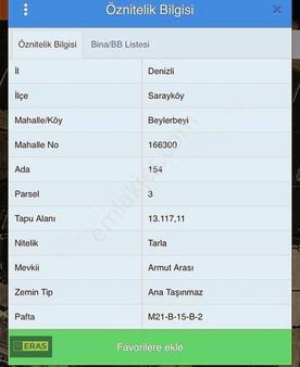 Sarayköy Beylerbeyinde Satılık 13 Dönüm Nar Bahçesi