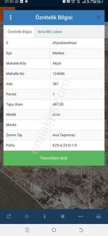 Afyon Merkez Akçin Sanayi Bölgesi'nde 487m² Satılık Arsa