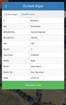 Satılık Tarla – Balıkesir / Dursunbey / Hacıahmedpınar Mahallesi