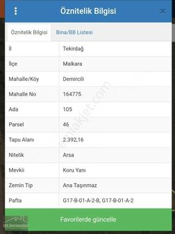 Malkara Demircili Köyünde Arsa