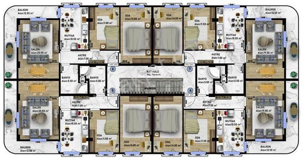 Deniz Manzaralı Satılık 2+1 Arakat Daire