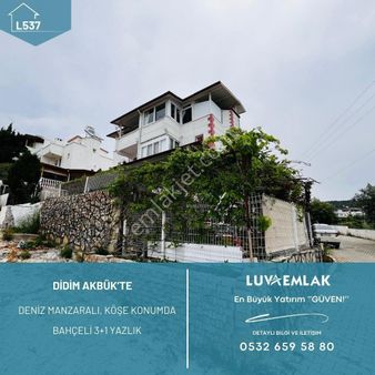 Didim Akbük'te Deniz Manzaralı, Köşe Konumda Bahçeli 3+1 Yazlık