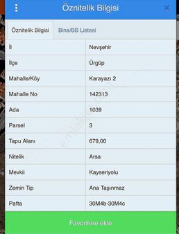 Ürgüp Evka Mah Satılık 679 M2 İmarlı Arsa