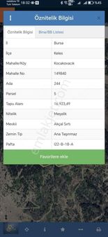 Keles Kocakovacık 16.923 M2 Yatırımlık Tek Tapu