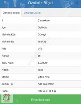 "gelibolu Güneyli'de" Satılık Yan Yana 2 Tarla 12.578 M²