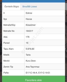 Köseömer Köyü Köye Yakın Mesafede Satılık Tarla