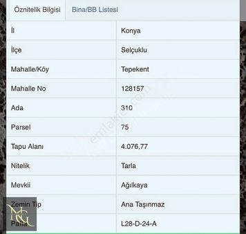 Selçuklu Tepekent Satılık Müstakil Parsel